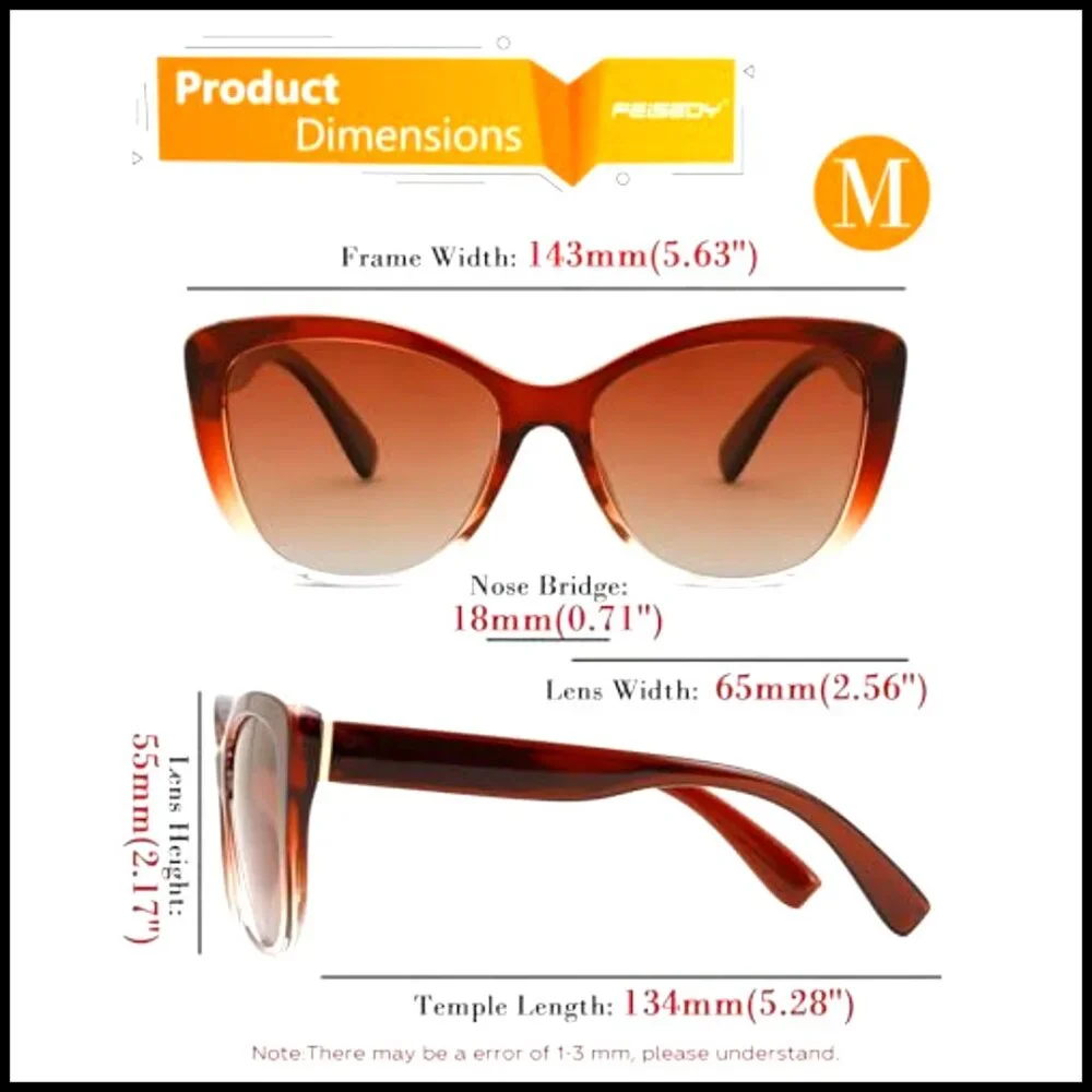 Polarized Cat Eye Sunglasses Vintage Square Frame UV400 Protection